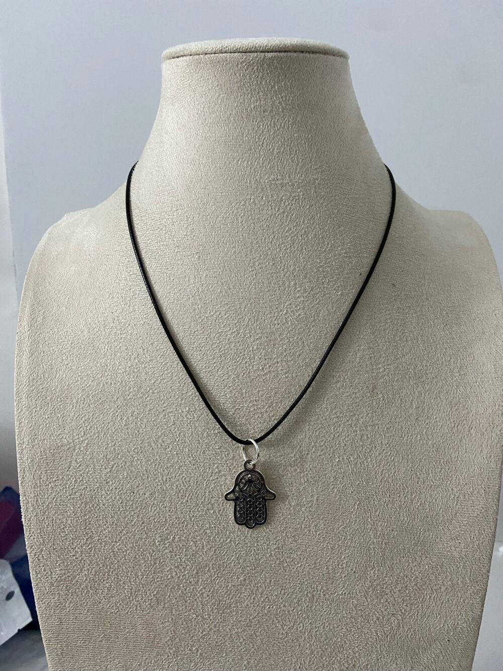 Hamsa pendant necklace silver tone